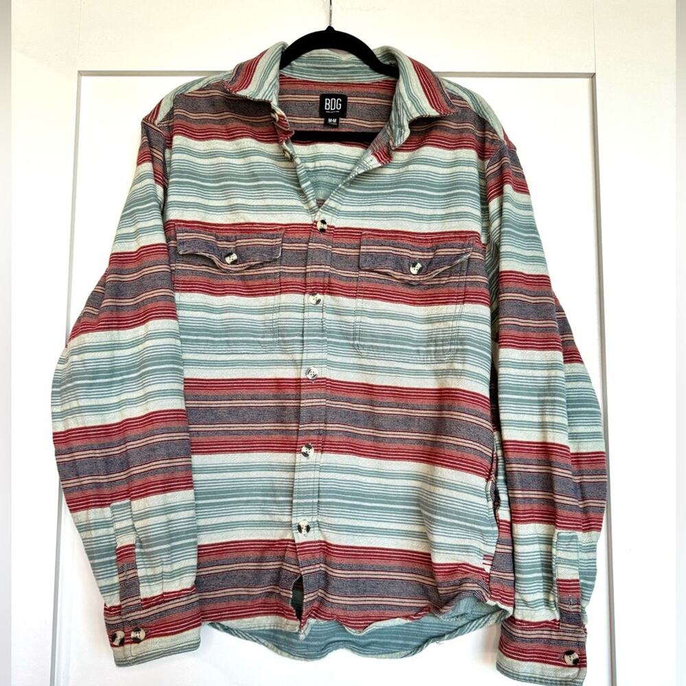 BDG Urban Outfitters Striped Heavy Weight Button Front Shirt Jacket Size Medium